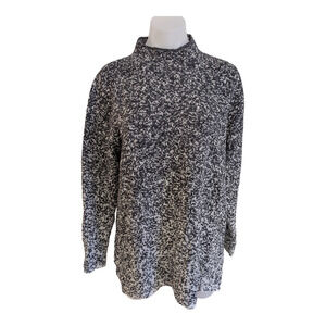 Pure Jill Petite Size Medium Long Sleeve Sweater Navy White Speckled High Neck